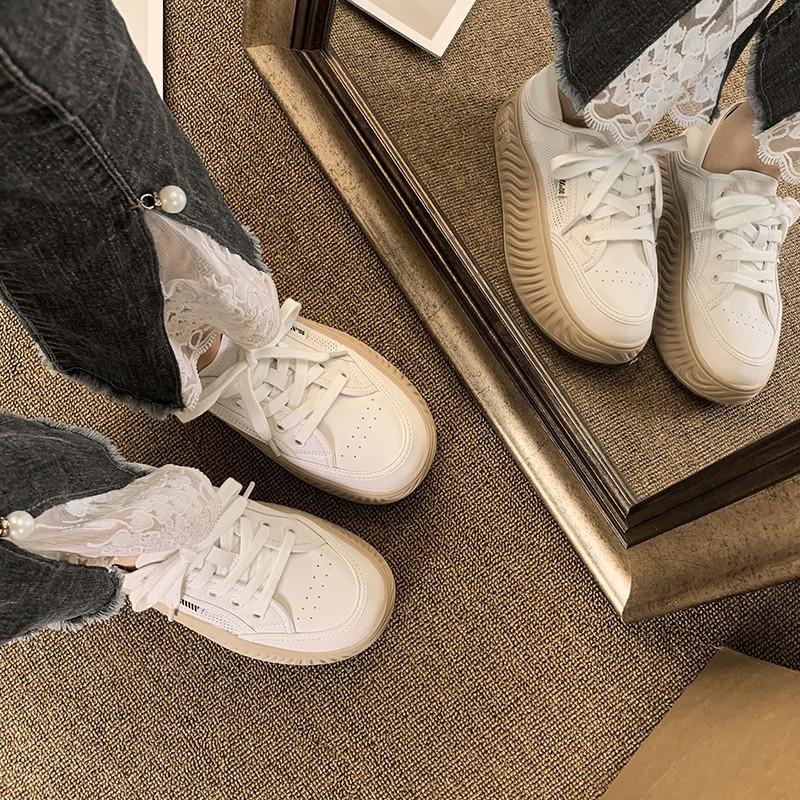 Women's Casual Little White Shoes 2024 Spring Summer New Style Fashion Thick Soled Versatile Comfort Anti-Slip Sneakers Women