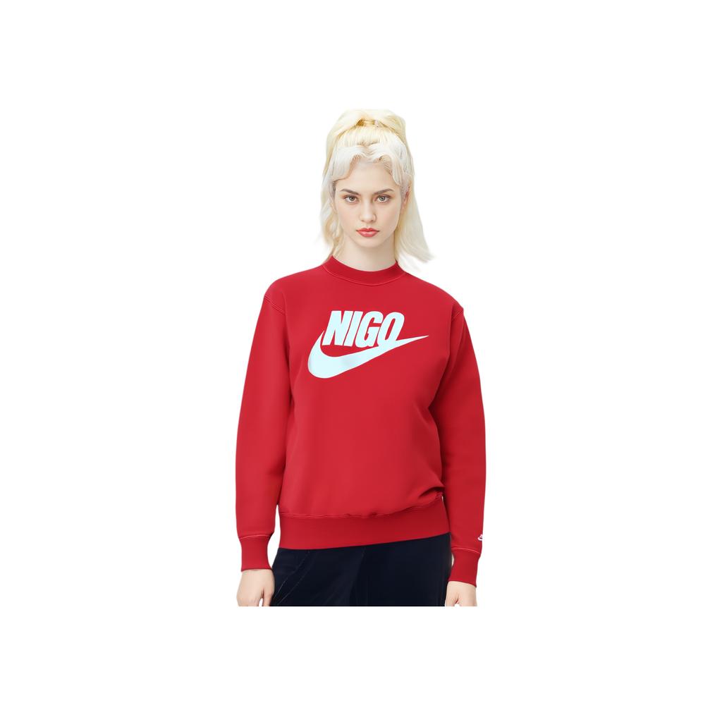 Nike X Nigo NRG Fleece Crew Sweatshirt Red Unisex Tops FV5941-687