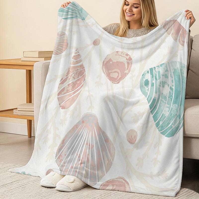 Shell Series Flannel Blanket – Soft Cozy Plush Couch Throw, Warm Home Decor, Ideal for Halloween & Christmas, Relaxing Comfort for Everyday Home Use
