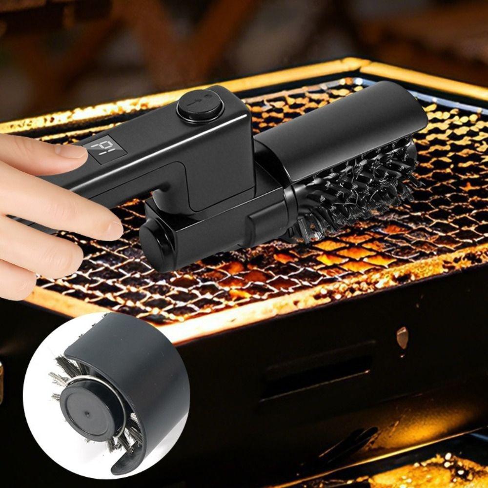 3-Gang LCD-Display Elektrische BBQ-Grillbürste Barbecue-Grillreinigungsbürste Outdoor