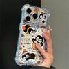 Applicable to iPhone16 cartoon graffiti lazy penguin mobile phone case Apple 17/14 transparent airbag anti-drop soft case