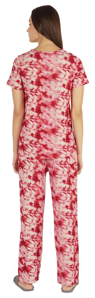 Inkmeso 2 Pcs Printed Short Sleeves Nightwear Set For Womens Top And Pajama Sleepwear Cotton PJ