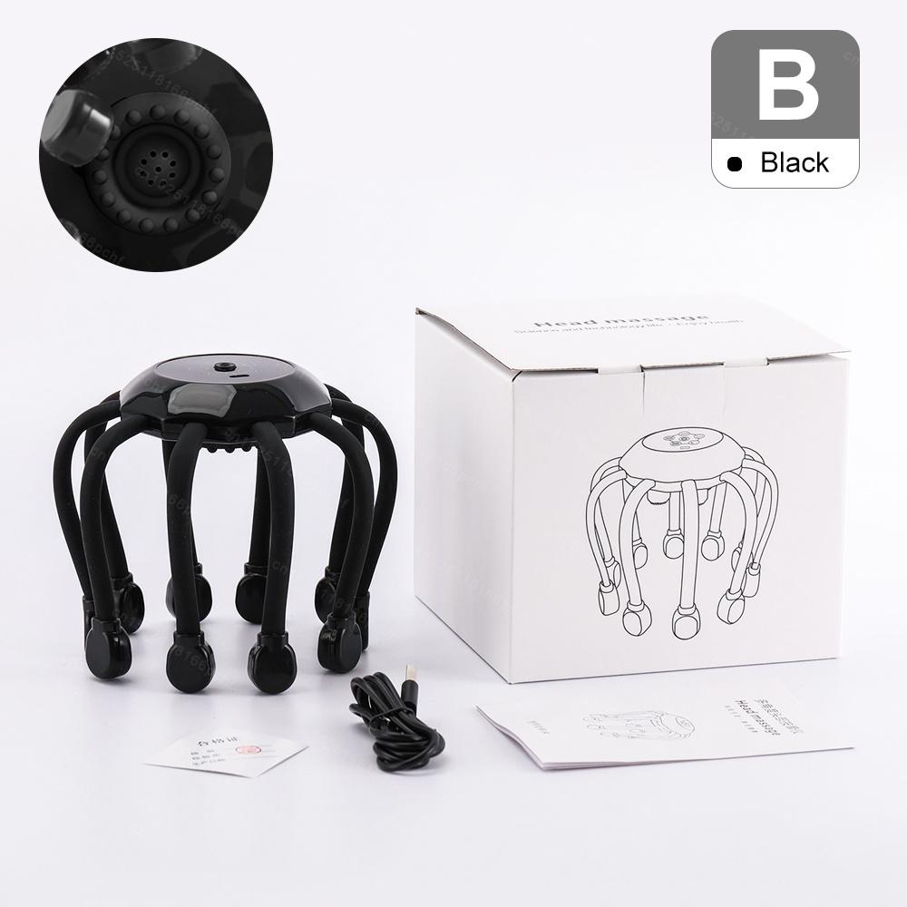 10 Massage Heads Scalp Head Massager Vibrator Octopus Claw Massager Usb Charging Scratcher for Relaxation Stress Migraine