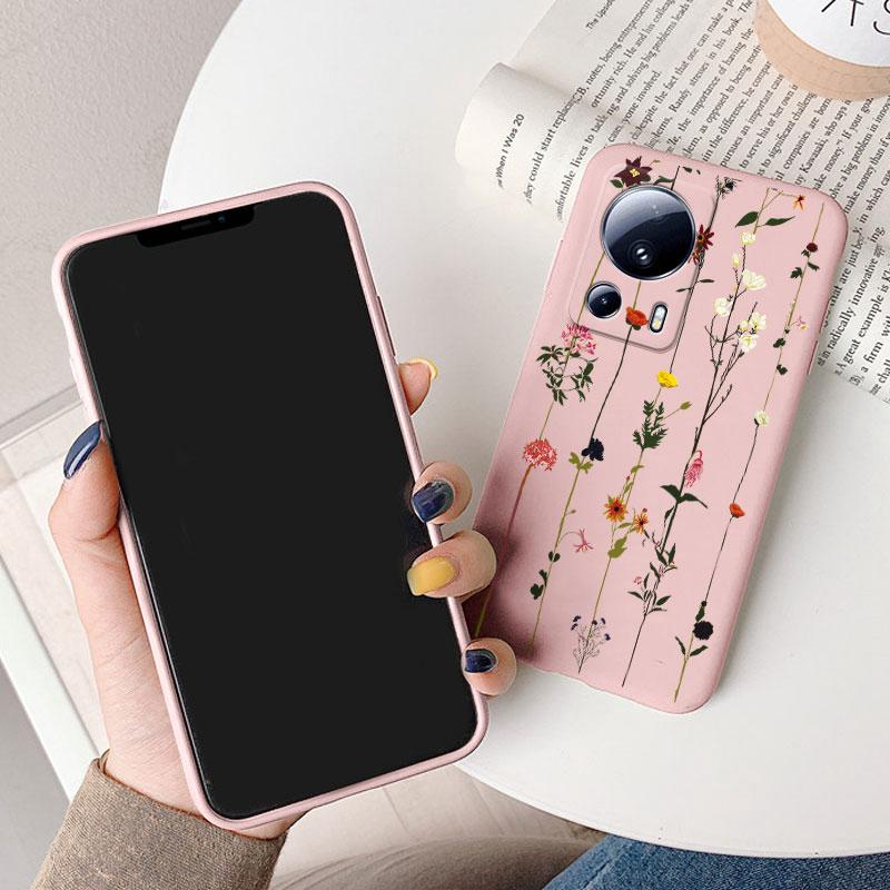 For Xiaomi 13 Lite Phone Case Cute Fashion Heart Flowers Soft Silicone Bumper Cover For Xiaomi13 Lite Fundas Shell Cartoon Gifts