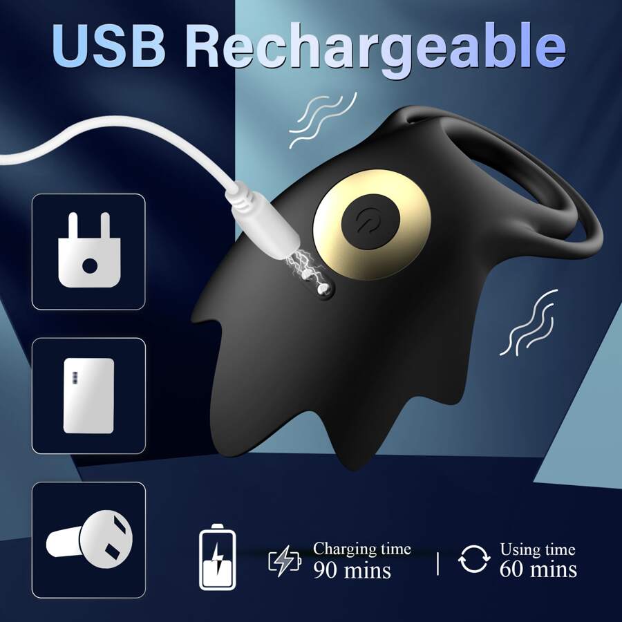 Vibrating Penis Ring Cock Ring Vibrator Male Penis Ring Masturbator Silicone Ring Vibrator Penis Ring for Masturbation Time Delay Male Adult Toys