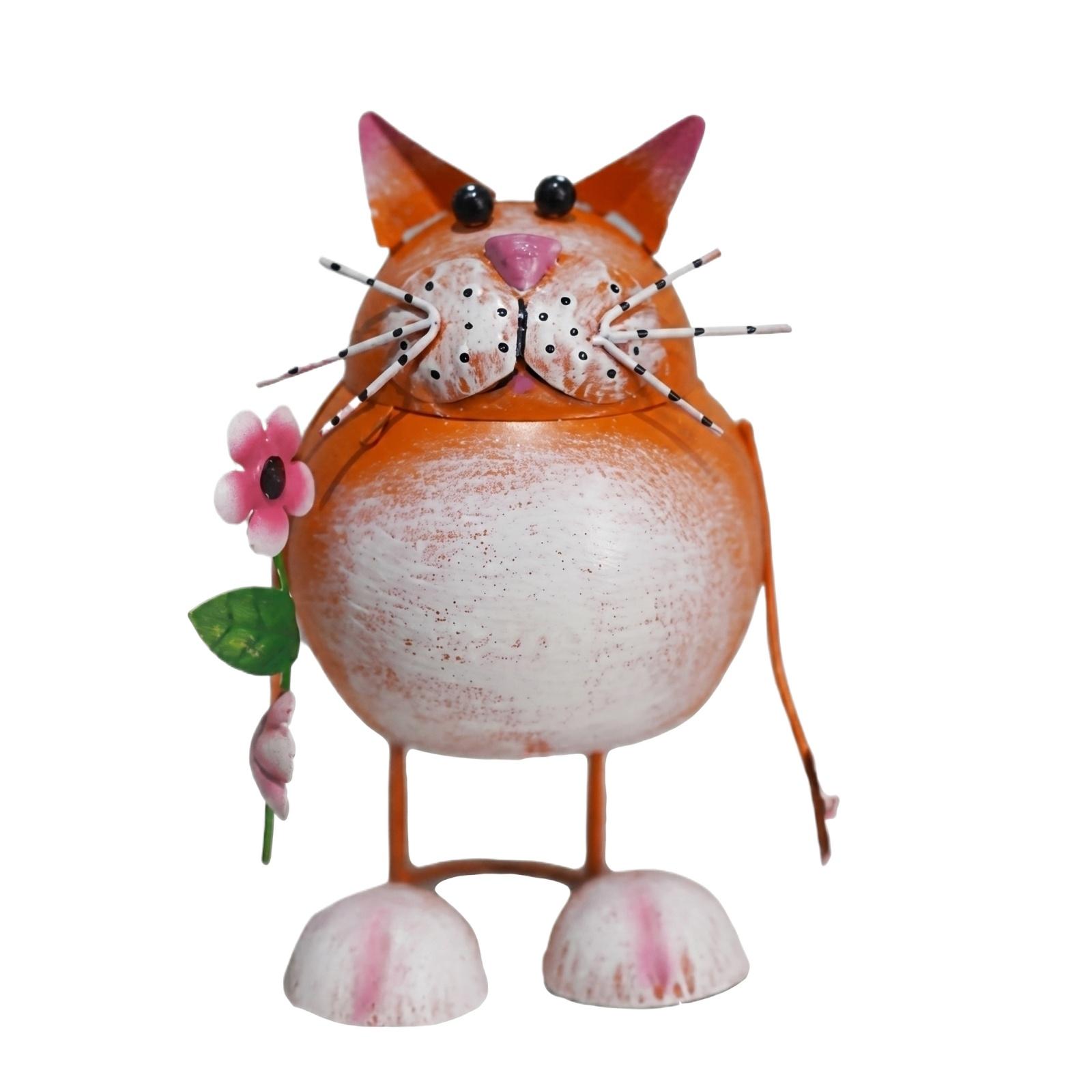 

Outdoor Metal Animal Figurine Decorative Sculpture Garden Ornament with Spring Neck and Flower Accessory for Patio Lawn Yard Display