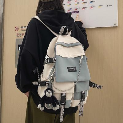 Women's and Men's Backpack Japanese Work Clothes  for Girls Panelled Middle High School Bags for Teens Waterproof Luxury New