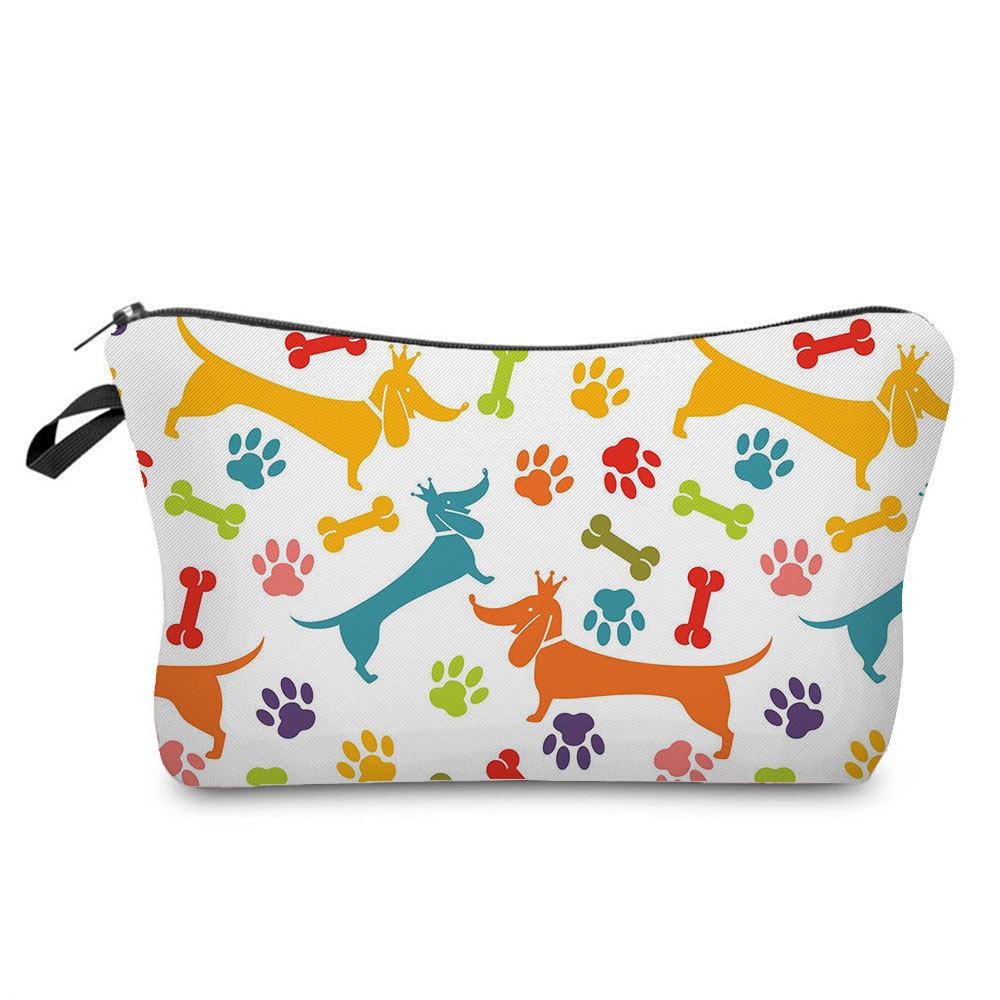 Women Dog Print Cosmetic Bag Toiletries Organize Travel Storage Case 6357 CLE