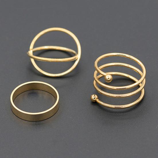 6Pcs/Set Women Golden Tone Stack Plain Slim Band Midi Ring Spiral Knuckle Rings