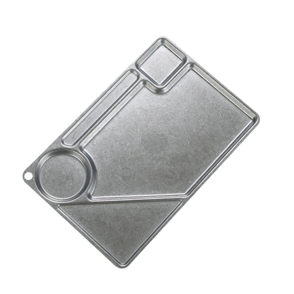 Irregular Shape Vintage Stainless Steel Meal Plate Anti-fall Unbreakable Dinner Plate Industrial Style Bone Dish Camping
