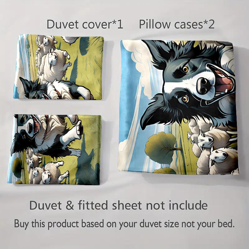 Border Collie Herding Sheep. Bedding Sets Duvet Cover Sets Duvet Covers Pillowcases(1 * Duvet Cover 2 * Pillowcases, Without Duvet Insert)