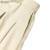 ZANZEA Women Elastic Waist Loose Casual Wide Leg Culottes Pants