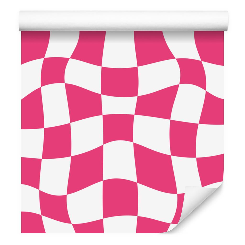 Wallpaper Casual Checkerboard Pink and White for Living Room and Bedroom 50x1000