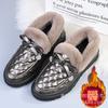 Women's Fluffy Velvet-Lined Waterproof Leather Boots - Anti-Slip, Soft Sole, Round Toe, Warm Winter Loafers