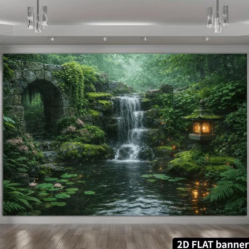 2D Oriental Meditation Yard Portrait Photo Backdrop