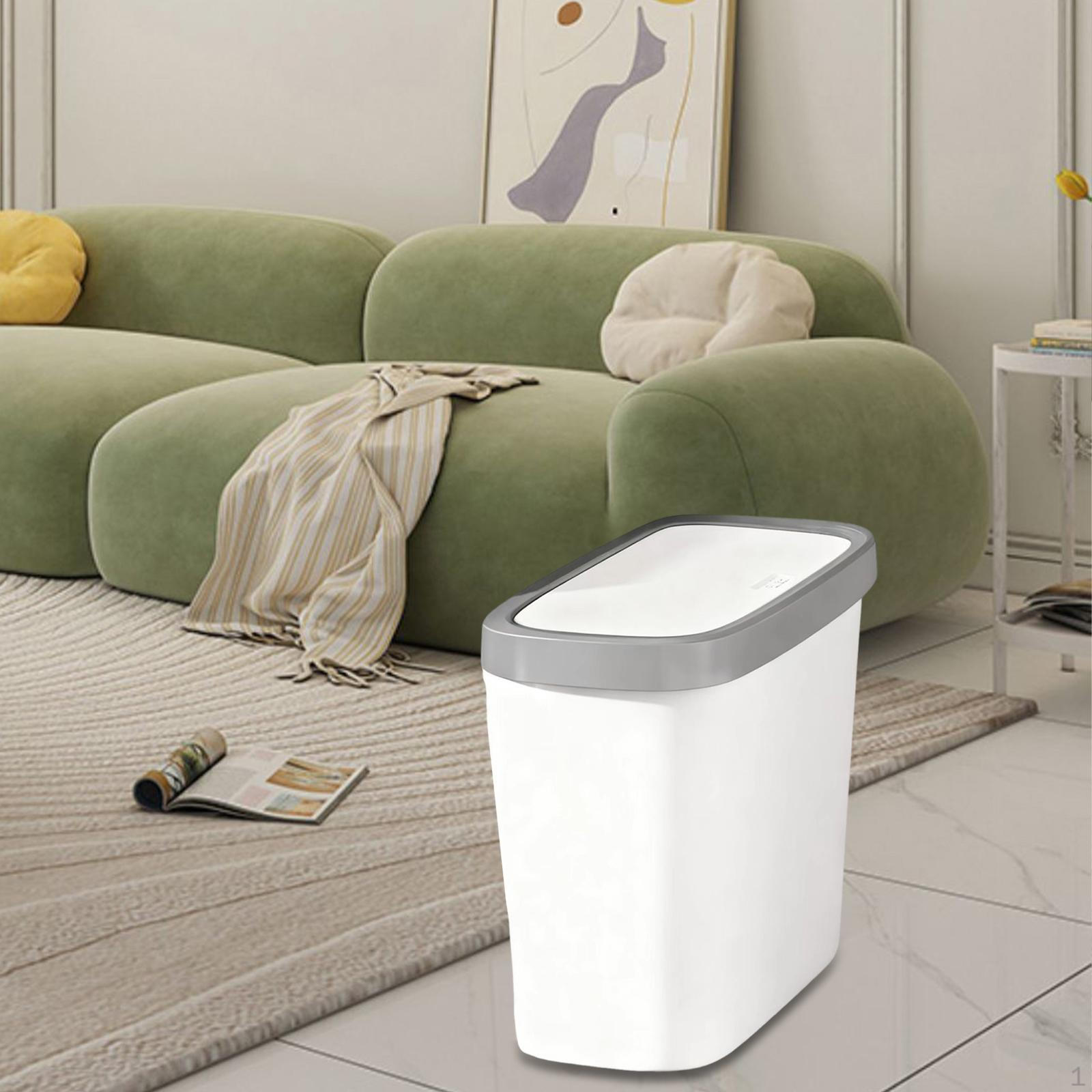 

Trash Can Garbage Bin Easy to Clean Rubbish Sturdy Wastebasket with Press Lid for Office S