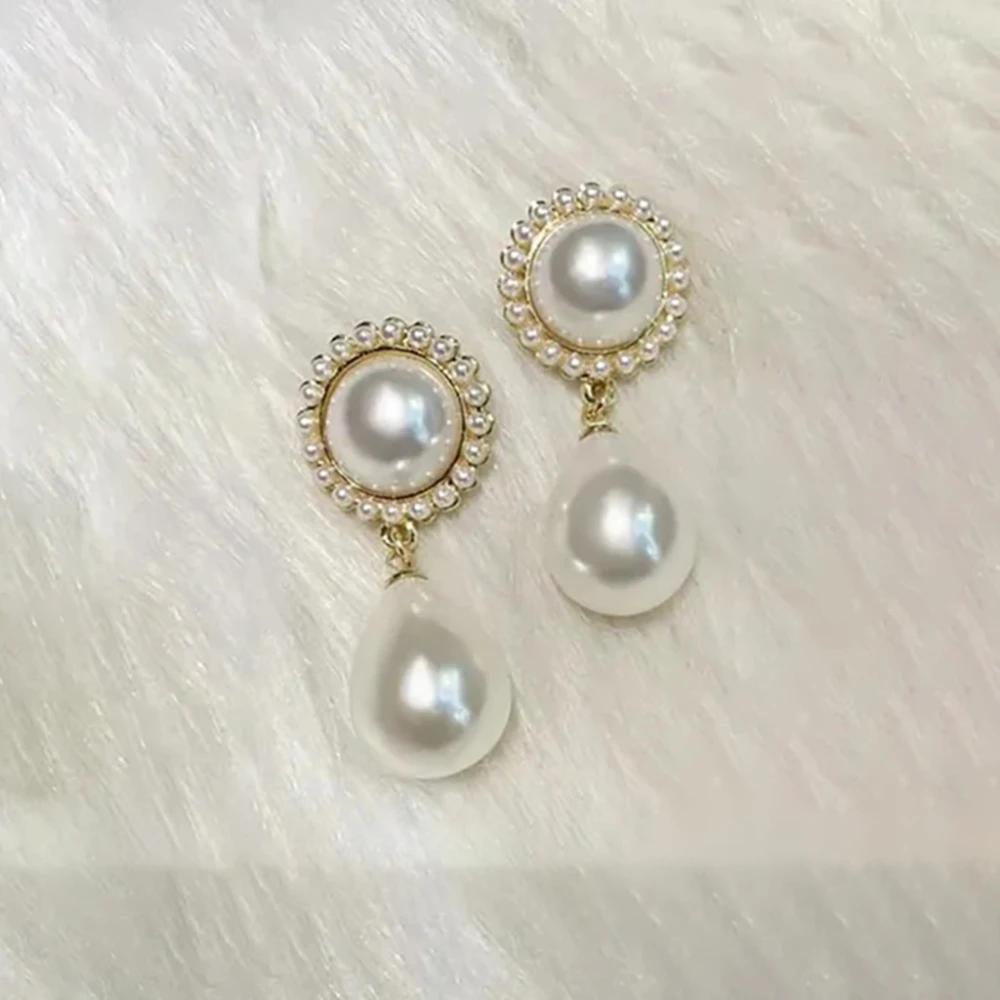French Imitation Pearl Earrings, Retro Water Droplet Shaped Earrings for Women's Court, High-end, Noble and Elegant Earrings