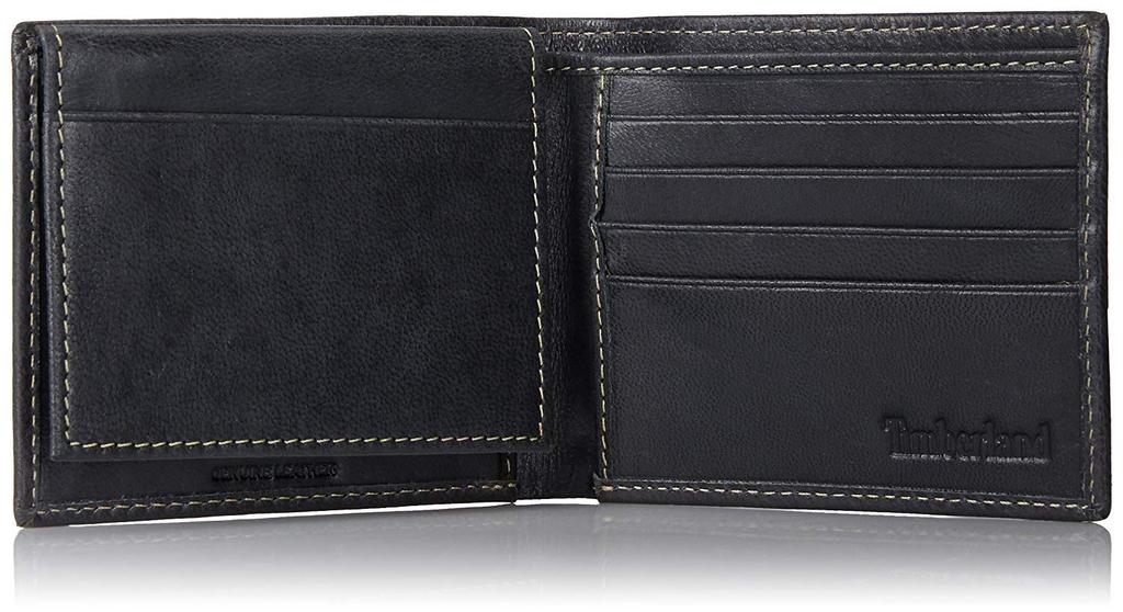 Day Timberland Cloudy Bifold No Coin Genuine Free Size Valentine's Gift Men's Wallet, Slim, Lightweight, Purse, Leather, Black,