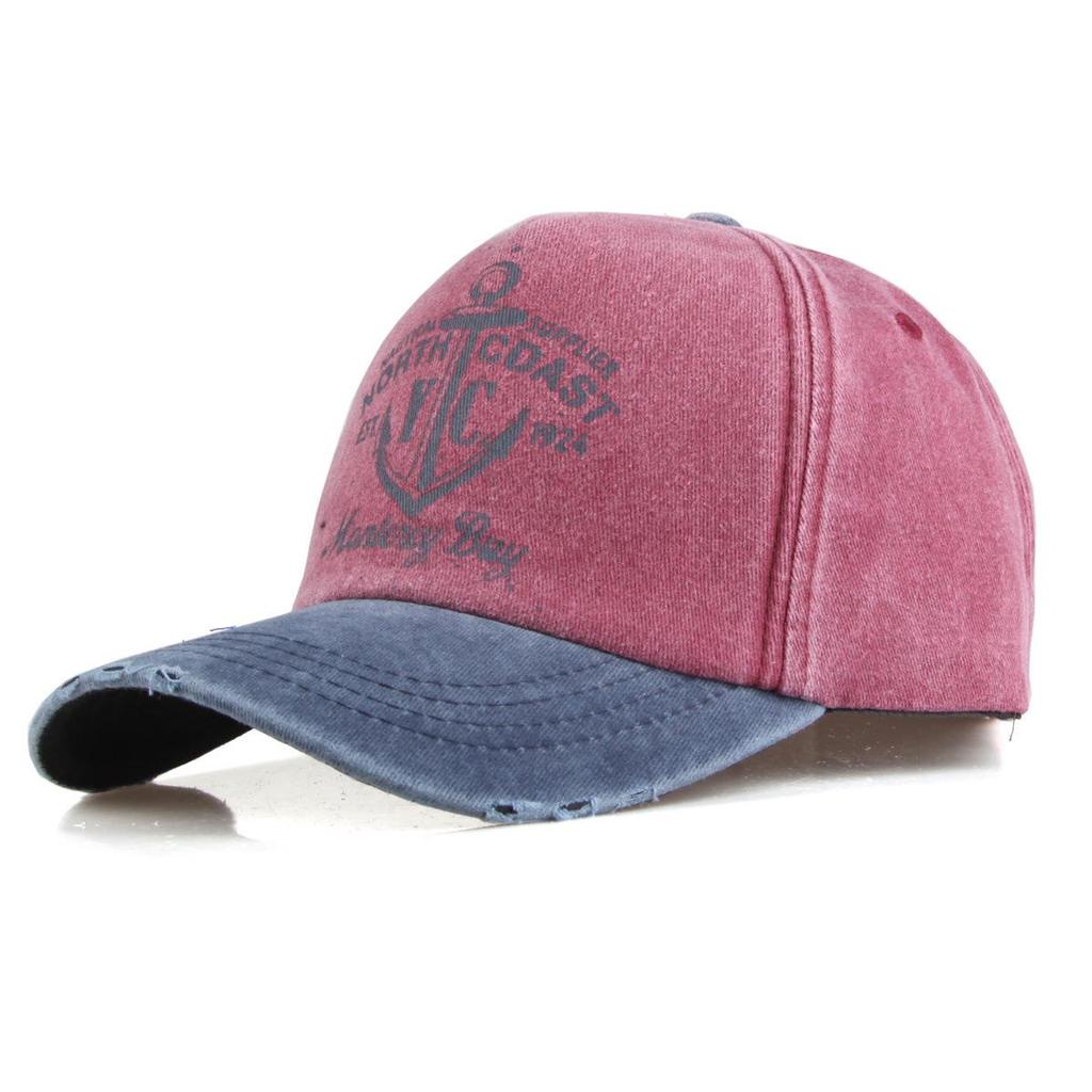 Vintage American Lettering Baseball Cap with Sun Protection In Washed Style