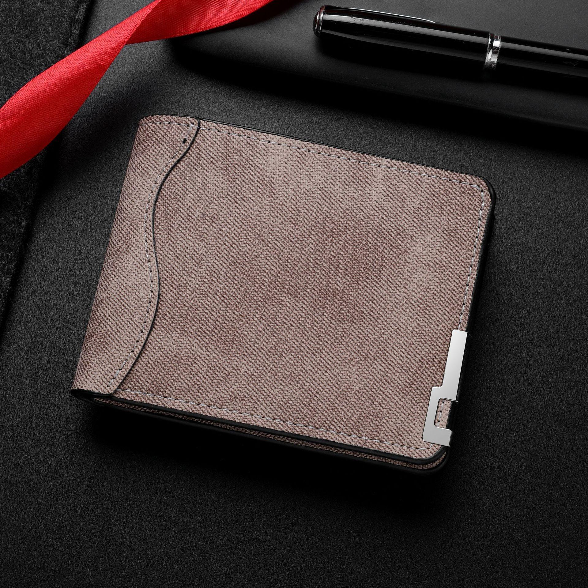 

Classic Slim Bifold Mens Wallet Casual Short PU Leather Credit Card Holder Purse Male Money Bag ID Window Front Pocket Wallets хакі