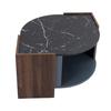 Double Layer Coffee Table Table Structured Made of Marble Dining Walnut in Contrasting Colors Living Room with Unique Lines Tea