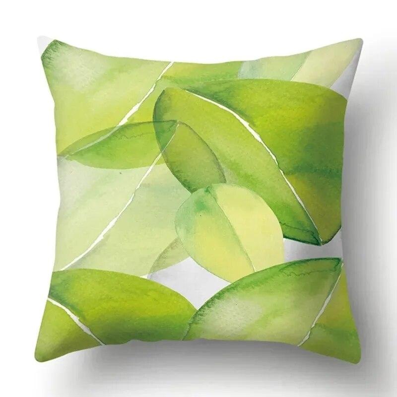 Watercolor Plant Leaf Print Pillow Cover Home Decoration Living Room Sofa Cushion Cover Bedroom Room Decoration 45x45cm