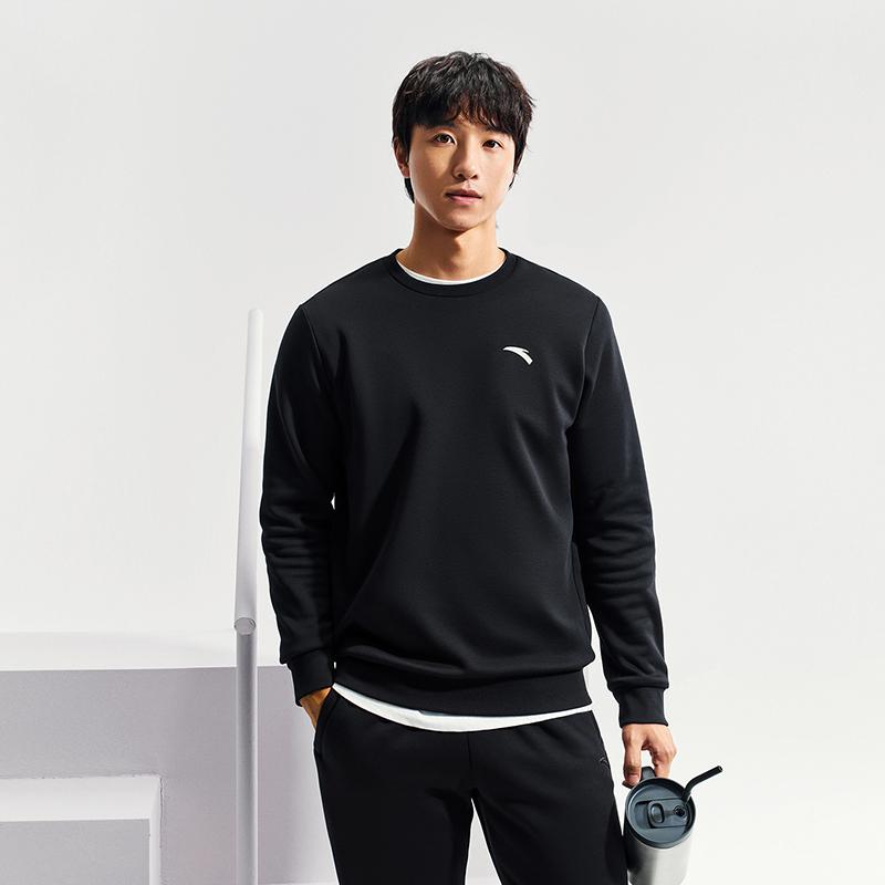 ANTA Variety Training Collection Sweatshirts Men's Basic Black-2 Crew Neck Thickened 952647706-2