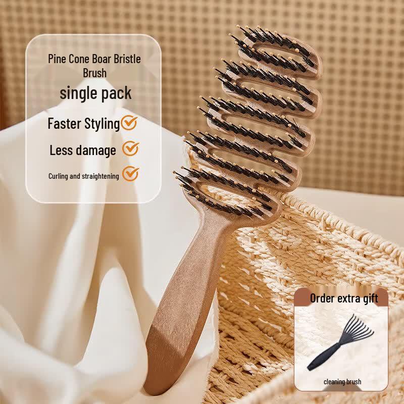 Huimaiyuan Natural Volumizing Boar Bristle Hair Brush