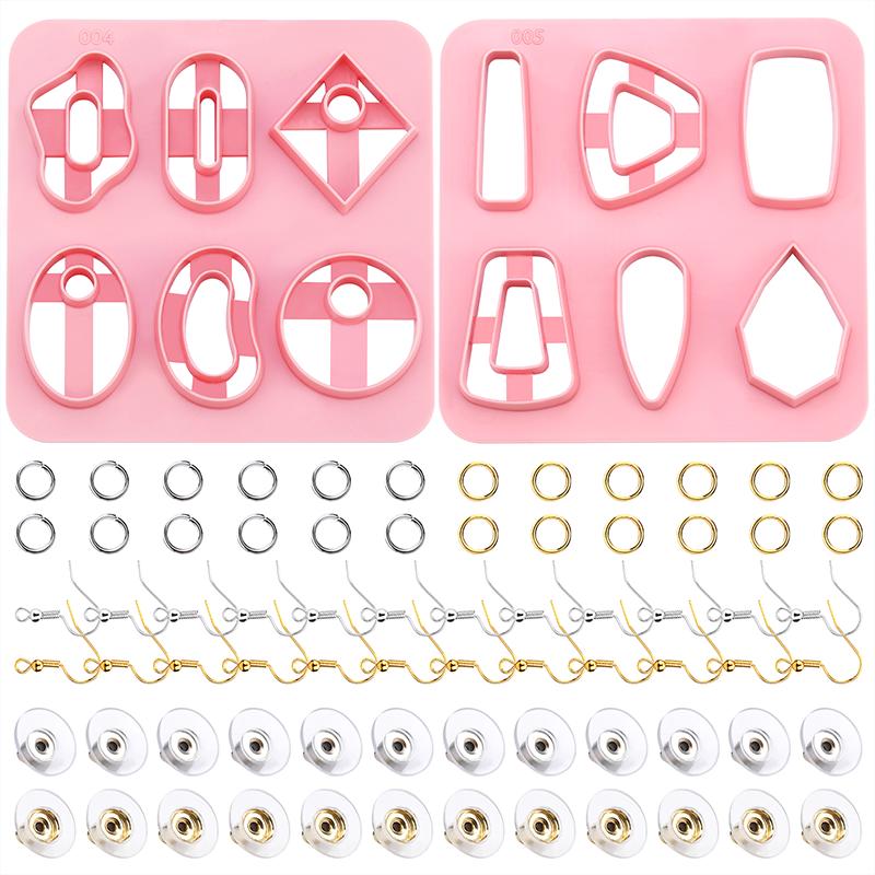 Polymer Clay Cutters for Earring Making Contains Clay Molds Earring Hooks Rings Boho Clay Cutters for Polymer Clay Jewelry