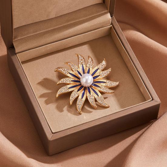 Sonnenblumen-Form Brosche für Damen, Strasssteine eingelegte Brosche für Kleid, Mantel, Schal, Vielseitiges Broschen-Accessoire für Mutter, Hochzeit