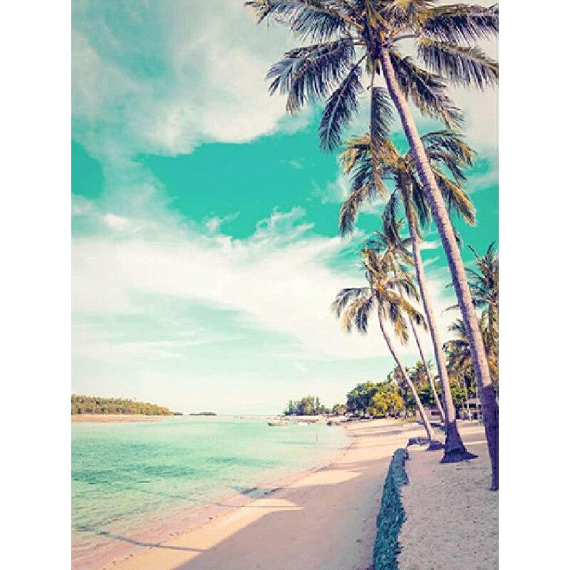 New 5D DIY Diamond Painting Sea View Diamond Embroidery Sandy Beach Cross Stitch Full Round Drill Home Decor Manual Gift