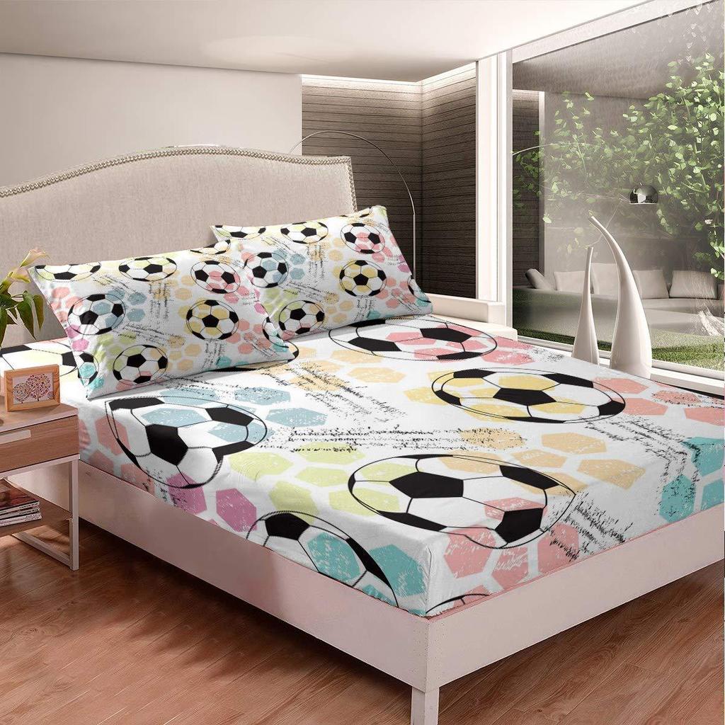 Football Pattern Mattress Three-Piece Digital Printing Mattress Bedding Set Adult Children
