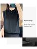 Wood Ear Lace Collar Silky Satin Sleeveless Slimming Vest for Women - Spring/Summer Temperament Shirt