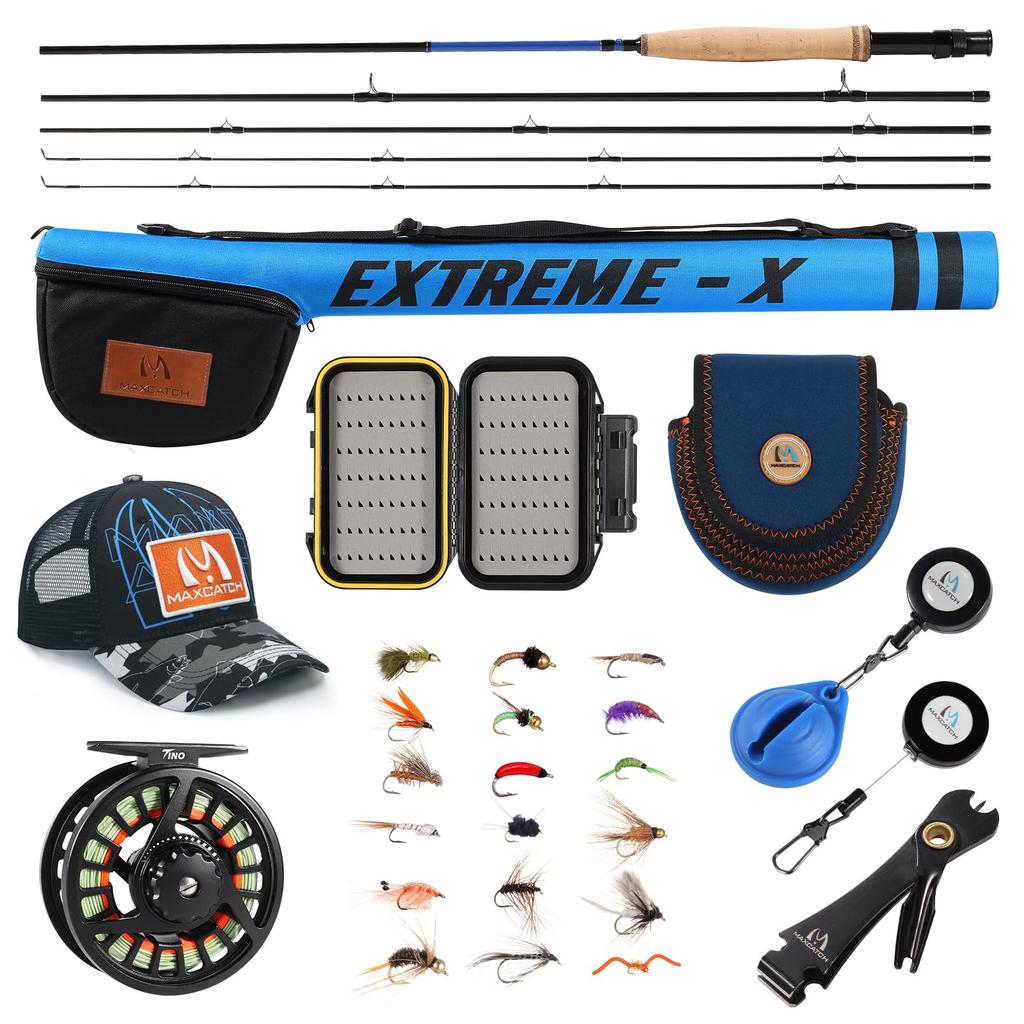 Maxcatch Set da Pesca a Mosca per Principianti con Canna e Mulinello Combo Extreme-X 6wt, 3-8wt (Set 9'0")