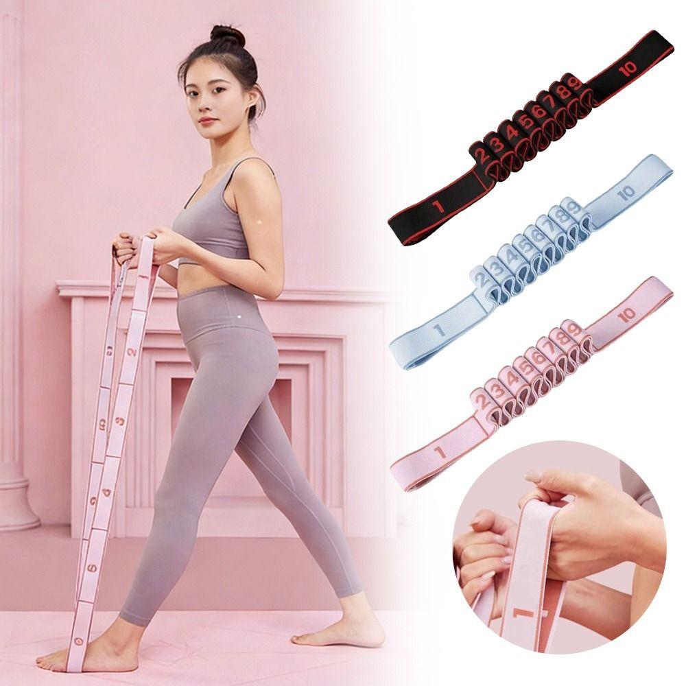 Elastic Yoga Stretching Belt Digital 10/12 Grid Resistance Band Adjustable Yoga Pull Strap for Yoga Latin Dance Gymnastics
