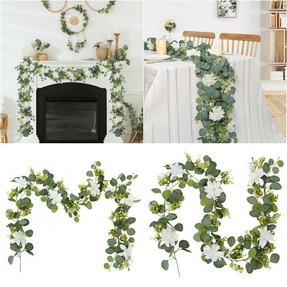 Multicolor Artificial Dahlia Flower Vine DIY Gypsophila Silk Wall Hanging Garland Accessories Ornament