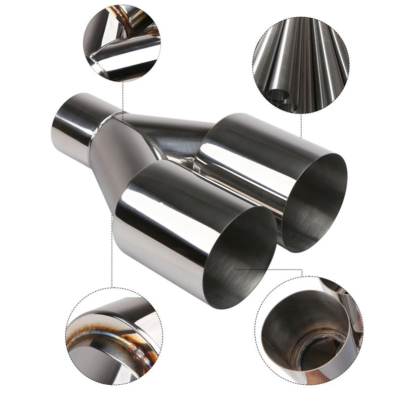Car Stainless Steel Muffler Tip Y Shape Double Exit Exhaust Pipe Mufflers Universal Fits exhaust pipes with a diameter of 63mm