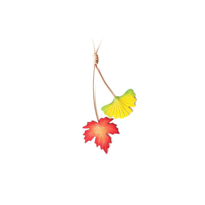 Handmade Genuine Leather Oak Leaf Bag Charm and Keychain Accessory