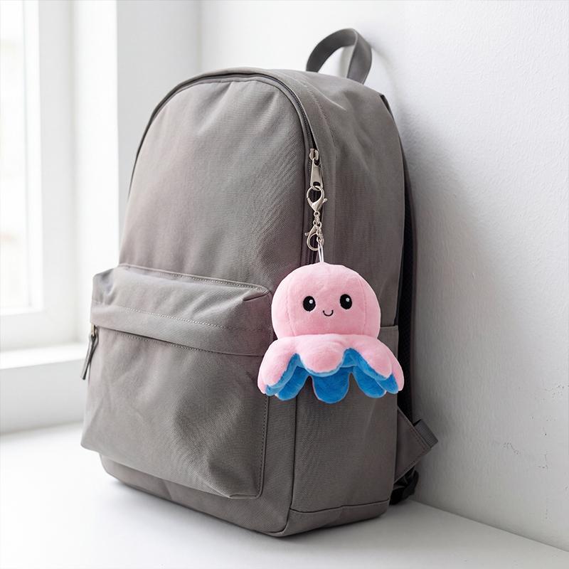20Cm Octopus Plushie Keychain Soft Toy Unisex Handbag Tote Accessory Charms Bag Charm Flipping An Octopus Can Express Emotions
