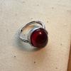 925 Sterling Silver Rings for Women Couple Minimalist Handmade Simple Red Big Stone Ring Fine Jewelry Gift Prevent Allergy