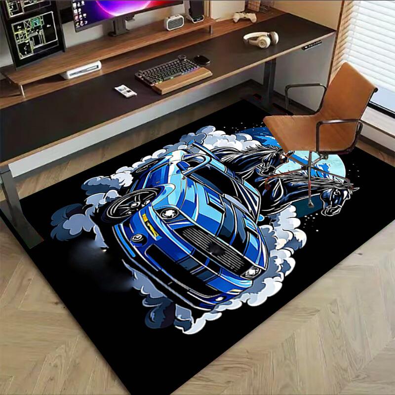1PC Car Horses Non-Slip Floor Carpet Compatible for Office&Living Room&Bedroom&Dining room - Soft & Pattern, Vibrant Colors-H0317