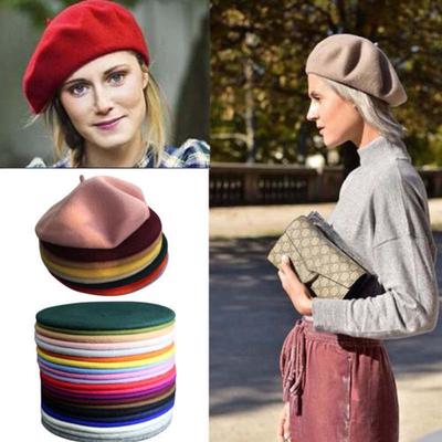 Ladies Cute Plain Beret Hat Winter Autumn Women Girls Fashion Cap