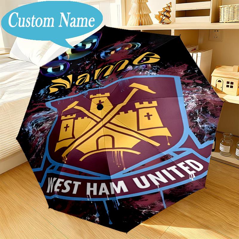 Custom Name Umbrella West-Ham Crest Umbrella 8-Frame for Travel, Camping, Casual Lightweight Portable, Essential for Family Gifts