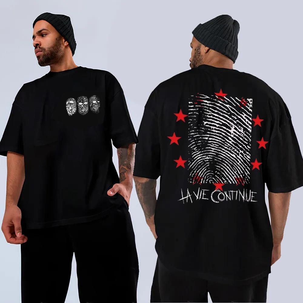 Summer Rapper La Vie Continue Maes Tour Men's Cotton T-shirt Punk Retro Short Sleeve T-shirt Hi