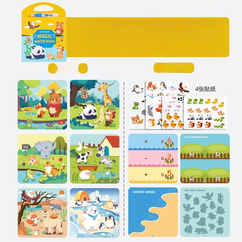 

Монтессори Волшебная акварельная сцена Книга с многоразовыми наклейками Раннее развитие Пазл Когнитивная книга-активность Подарки для детей