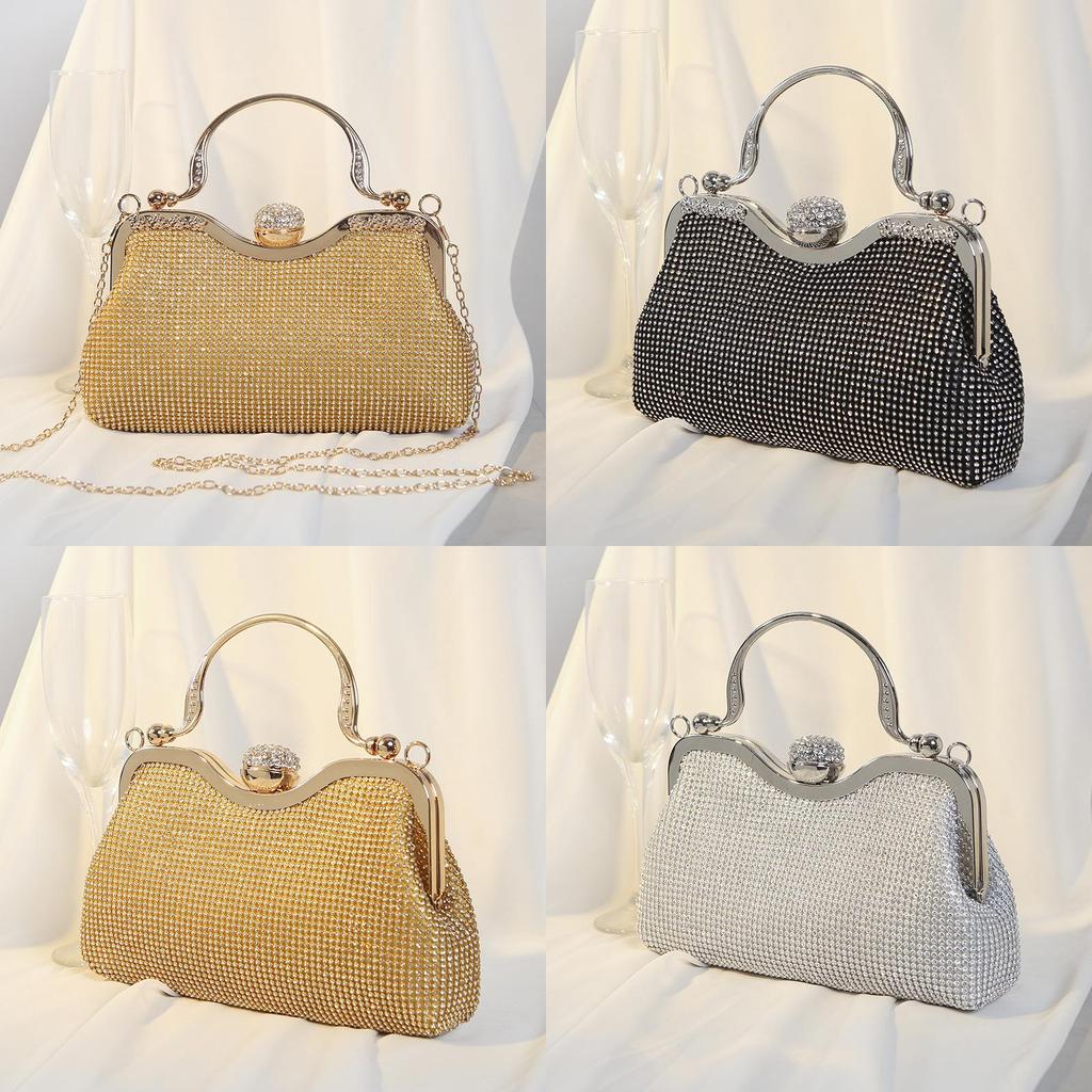 Glamouröse Muschelförmige Handtasche mit Strasssteinen und Satinfutter für festliche Anlässe und den täglichen Gebrauch