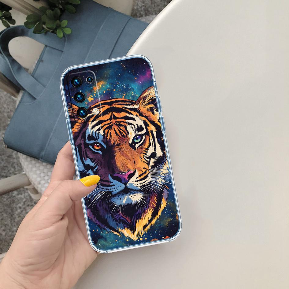 CJ7 Animal Tiger Soft Shell Transparent Phone Case for Samsung Galaxy A04 A04S A14 A23 A34 A54 M23 M33 M52 M53