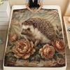 1 pièce Couverture en Flanelle Imprimé Floral Rétro Animal, Haute qualité Toutes Saisons, Décoration de Maison, Chaleur et Confort, Parfait pour les Cadeaux de Noël