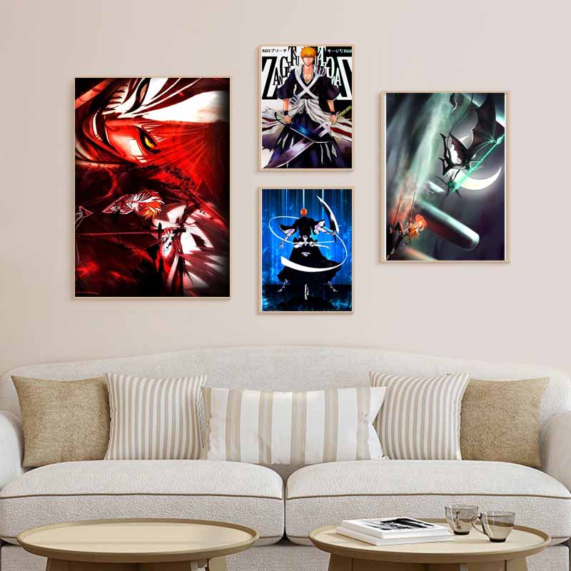 Japanese Anime Bleach Poster Decor Retro White Paper Posters and Prints Wall Art Painting Bedroom Bar Cafe Decoration Mural Fans Collection Gifts