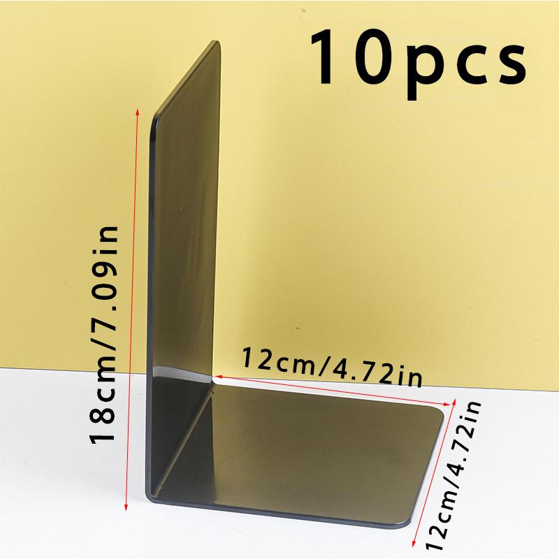 

10pcs of Acrylic Bookends for Desktop Bookshelves, Suitable for Both Office And Home Use. Desk Book Organizers, Decorations чорний